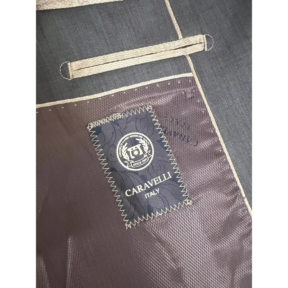 Caravelli Blazer Mens 44R Brown Three Button Paris 3B Sport‎ Coat Classic Lined
